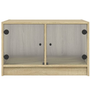 vidaXL Τραπεζάκι Σαλονιού Sonoma Δρυς 68x50x42cm με Γυάλινες Πόρτες 1 τεμ.