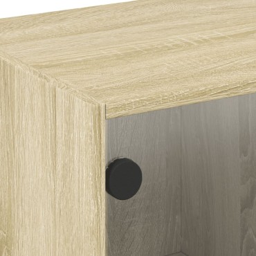vidaXL Τραπεζάκι Σαλονιού Sonoma Δρυς 68x50x42cm με Γυάλινες Πόρτες 1 τεμ.