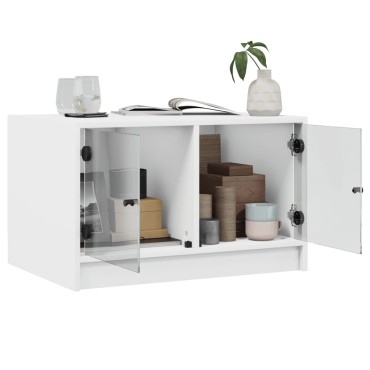 vidaXL Τραπεζάκι Σαλονιού Λευκό 68x50x42cm με Γυάλινες Πόρτες 1 τεμ.