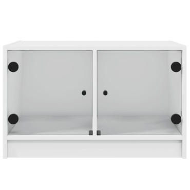vidaXL Τραπεζάκι Σαλονιού Λευκό 68x50x42cm με Γυάλινες Πόρτες 1 τεμ.