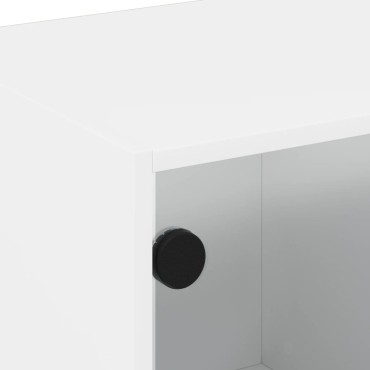 vidaXL Τραπεζάκι Σαλονιού Λευκό 68x50x42cm με Γυάλινες Πόρτες 1 τεμ.