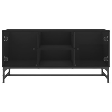 vidaXL Έπιπλο Τηλεόρασης Μαύρο 102x37x50cm με Γυάλινες Πόρτες