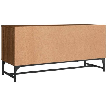 vidaXL Έπιπλο Τηλεόρασης Καφέ Δρυς 102x37x50cm Γυάλινες Πόρτες