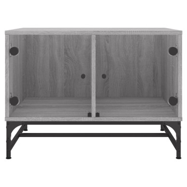 vidaXL Τραπεζάκι Σαλονιού Sonoma Γκρι 68,5x50x50cm με Γυάλινες Πόρτες 1 τεμ.