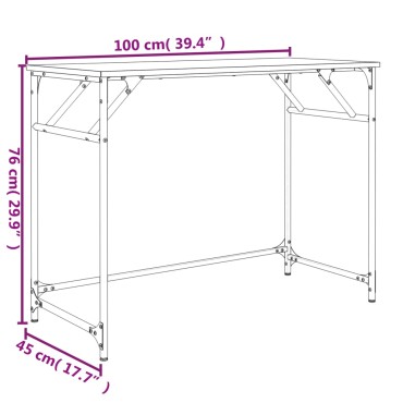 vidaXL Γραφείο Μαύρο 100x45x76cm Επεξ. Ξύλο/Ατσάλι Ηλ. Βαφή Πούδρας 1 τεμ.