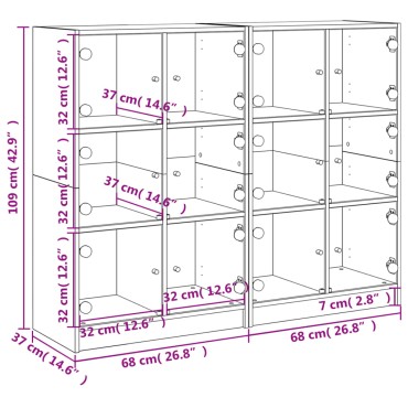 vidaXL Βιβλιοθήκη με Πόρτες Sonoma Δρυς 136x37x109cm Επεξ. Ξύλο 1 τεμ.