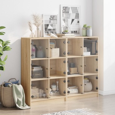 vidaXL Βιβλιοθήκη με Πόρτες Sonoma Δρυς 136x37x109cm Επεξ. Ξύλο 1 τεμ.