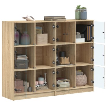 vidaXL Βιβλιοθήκη με Πόρτες Sonoma Δρυς 136x37x109cm Επεξ. Ξύλο 1 τεμ.