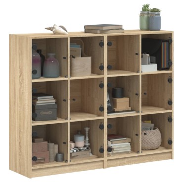 vidaXL Βιβλιοθήκη με Πόρτες Sonoma Δρυς 136x37x109cm Επεξ. Ξύλο 1 τεμ.