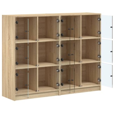 vidaXL Βιβλιοθήκη με Πόρτες Sonoma Δρυς 136x37x109cm Επεξ. Ξύλο 1 τεμ.