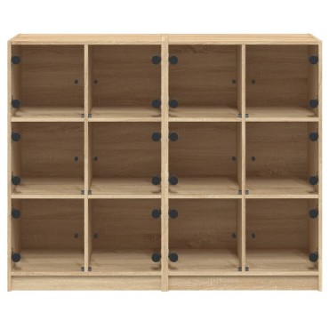 vidaXL Βιβλιοθήκη με Πόρτες Sonoma Δρυς 136x37x109cm Επεξ. Ξύλο 1 τεμ.