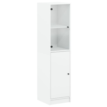 vidaXL Ντουλάπι Λευκό 35x37x142cm με Γυάλινες Πόρτες 1 τεμ.
