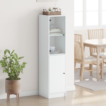 vidaXL Ντουλάπι Λευκό 35x37x142cm με Γυάλινες Πόρτες 1 τεμ.