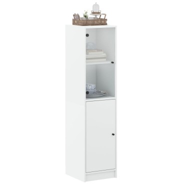 vidaXL Ντουλάπι Λευκό 35x37x142cm με Γυάλινες Πόρτες 1 τεμ.