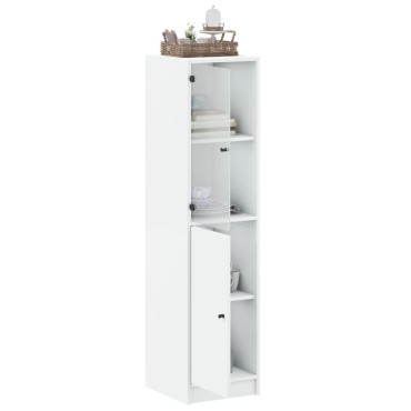 vidaXL Ντουλάπι Λευκό 35x37x142cm με Γυάλινες Πόρτες 1 τεμ.