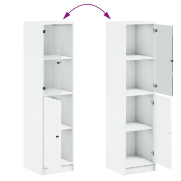 vidaXL Ντουλάπι Λευκό 35x37x142cm με Γυάλινες Πόρτες 1 τεμ.