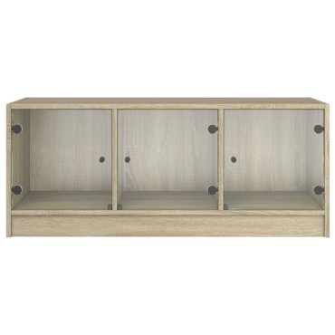 vidaXL Τραπεζάκι Σαλονιού Sonoma Δρυς 102x50x42cm με Γυάλινες Πόρτες 1 τεμ.