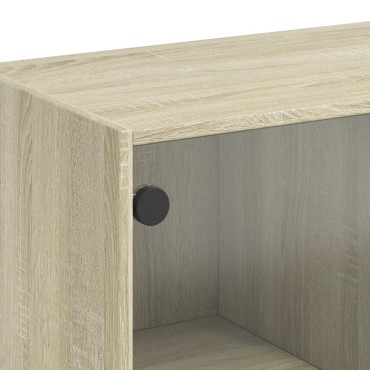 vidaXL Τραπεζάκι Σαλονιού Sonoma Δρυς 102x50x42cm με Γυάλινες Πόρτες 1 τεμ.