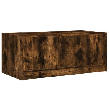 vidaXL Τραπεζάκι Σαλονιού Καπνιστή Δρυς 102x50x42cm με Γυάλινες Πόρτες 1 τεμ.