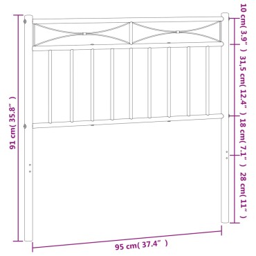 vidaXL Κεφαλάρι Μαύρο Μεταλλικό 95x3x91cm 1 τεμ.