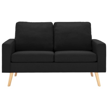 vidaXL Σετ Σαλονιού 2 τεμ. Μαύρο Υφασμάτινο 77x71x80cm  Διθέσιος