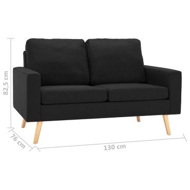 vidaXL Σετ Σαλονιού 2 τεμ. Μαύρο Υφασμάτινο 77x71x80cm  Διθέσιος
