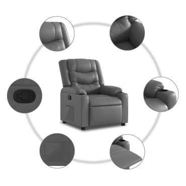 vidaXL Πολυθρόνα Ανακλινόμενη Γκρι από Συνθετικό Δέρμα 77x93x99cm 1 τεμ.