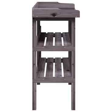 vidaXL Τραπέζι Φυτών με Ράφια Γκρι 78x38x82,5εκ. από Μασίφ Ξύλο Ελάτης