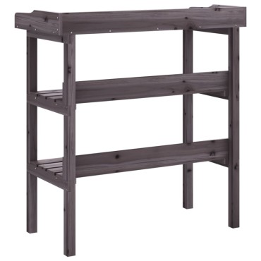 vidaXL Τραπέζι Φυτών με Ράφια Γκρι 78x38x82,5εκ. από Μασίφ Ξύλο Ελάτης