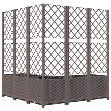 vidaXL Ζαρντινιέρα Κήπου με Καφασωτό Καφέ 120 x 120 x 136 εκ. από PP