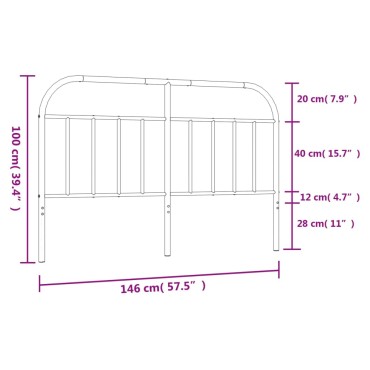 vidaXL Κεφαλάρι Μαύρο Μεταλλικό 146x3x100cm 1 τεμ.