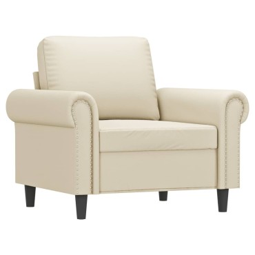 vidaXL Πολυθρόνα Κρεμ Συνθετικό δέρμα 92x77x80cm 1 τεμ. Γωνιακός