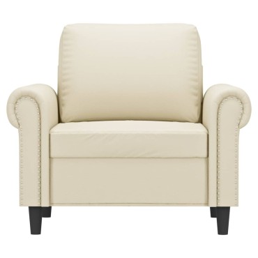 vidaXL Πολυθρόνα Κρεμ Συνθετικό δέρμα 92x77x80cm 1 τεμ. Γωνιακός