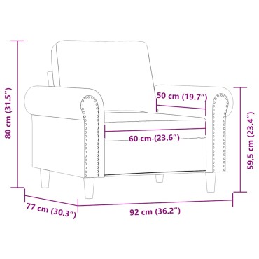vidaXL Πολυθρόνα Κρεμ Συνθετικό δέρμα 92x77x80cm 1 τεμ. Γωνιακός