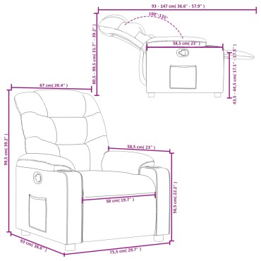 vidaXL Πολυθρόνα Ανακλινόμενη Taupe Υφασμάτινη 75,5x93x99,5cm 1 τεμ.