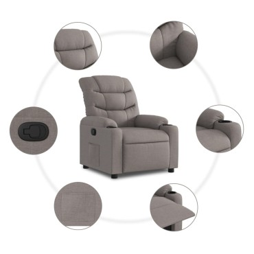 vidaXL Πολυθρόνα Ανακλινόμενη Taupe Υφασμάτινη 75,5x93x99,5cm 1 τεμ.