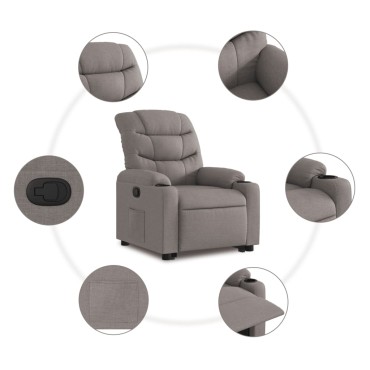 vidaXL Πολυθρόνα Ανακλινόμενη με Ανύψωση Χρώμα Taupe Υφασμάτινη 75,5x93x99,5cm 1 τεμ.