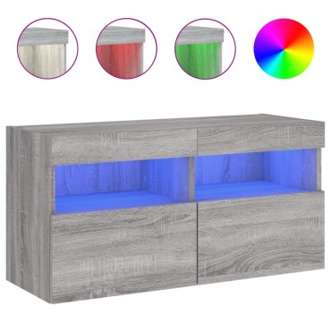 vidaXL Έπιπλο Τοίχου Τηλεόρασης με LED Γκρι Sonoma 80x30x40cm