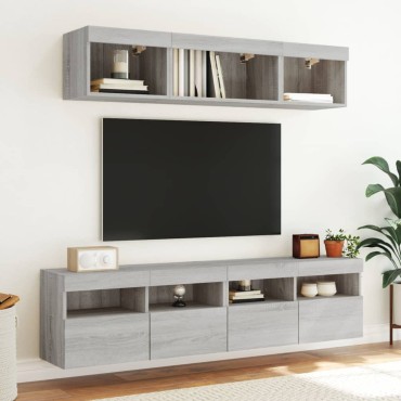 vidaXL Έπιπλο Τοίχου Τηλεόρασης με LED Γκρι Sonoma 80x30x40cm
