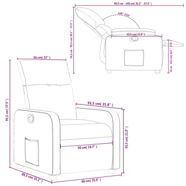 vidaXL Πολυθρόνα Ανακλινόμενη Taupe Υφασμάτινη 66x89,5x95,5cm 1 τεμ.