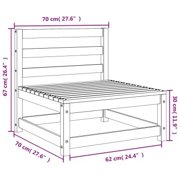 vidaXL Καναπέδες Κήπου Χωρίς Μπράτσα 3 τεμ. 70x70x67cm Επεξ. Πεύκου Τριθέσιος