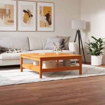 vidaXL Τραπεζάκι Σαλονιού Καφέ Κεριού 100x100x40cm Μασίφ Ξύλο Πεύκου 1 τεμ.