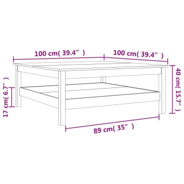vidaXL Τραπεζάκι Σαλονιού Καφέ Κεριού 100x100x40cm Μασίφ Ξύλο Πεύκου 1 τεμ.