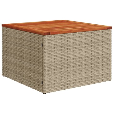 vidaXL Τραπέζι Κήπου Μπεζ 55x55x37cm Συνθετικό Ρατάν / Ξύλο Ακακίας 1 τεμ.
