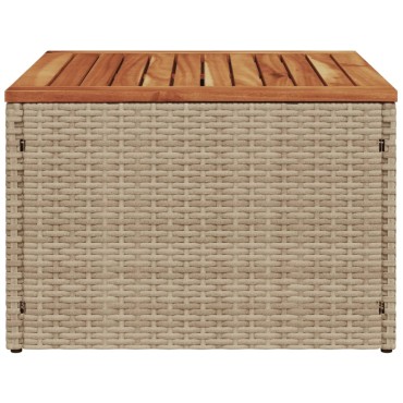 vidaXL Τραπέζι Κήπου Μπεζ 55x55x37cm Συνθετικό Ρατάν / Ξύλο Ακακίας 1 τεμ.
