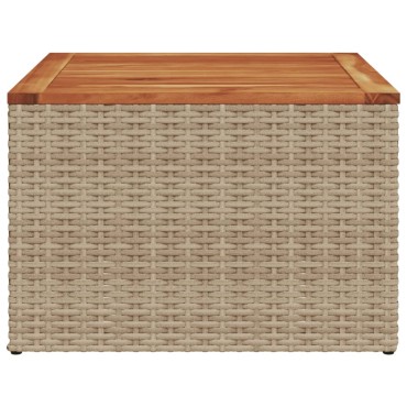 vidaXL Τραπέζι Κήπου Μπεζ 55x55x37cm Συνθετικό Ρατάν / Ξύλο Ακακίας 1 τεμ.