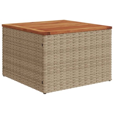 vidaXL Τραπέζι Κήπου Μπεζ 55x55x37cm Συνθετικό Ρατάν / Ξύλο Ακακίας 1 τεμ.