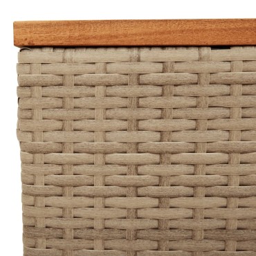 vidaXL Τραπέζι Κήπου Μπεζ 55x55x37cm Συνθετικό Ρατάν / Ξύλο Ακακίας 1 τεμ.