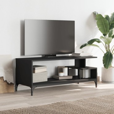 vidaXL Έπιπλο TV Μαύρο 102x40x41cm Επ Ξύλο/Ατσάλι Ηλ Βαφή Πούδρα