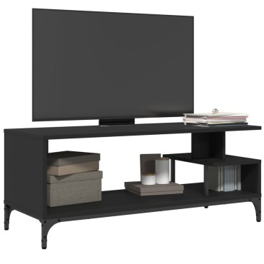 vidaXL Έπιπλο TV Μαύρο 102x40x41cm Επ Ξύλο/Ατσάλι Ηλ Βαφή Πούδρα